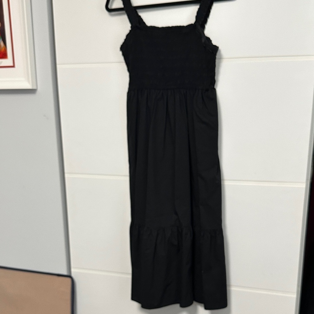 Black Cotton Midi Dress
